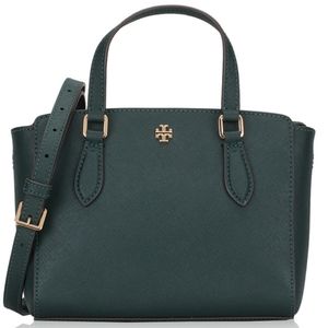 Tory Burch Emerson Mini Top Zip Tote Satchel Green